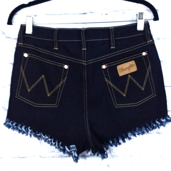 Wrangler Pants - Wrangler Jean Shorts High Waist Dark Rinse
